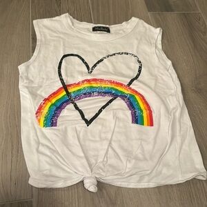 Miss Popular Girls Tank Top With Rainbow and Heart Size 10/12